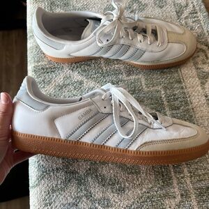 Adidas Samba White and Baby Blue Sneakers